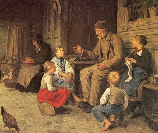 man telling story